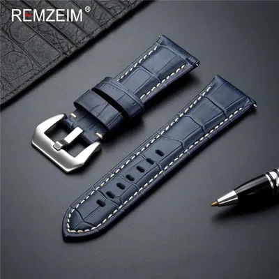 Geprägtes Echtleder-Uhrenarmband, 20 mm, 22 mm, 24 mm, 26 mm, schwarze dunkelbraune Uhrenarmbänder für Herrenarmbänder Image