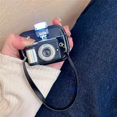 Mini-Kamera-Kopfhörerhülle mit Riemen für Apple Airpods Pro 2. Generation, weiche Silikon-Kopfhörer-Schutzhülle für Air Pods 3 2 1 Image