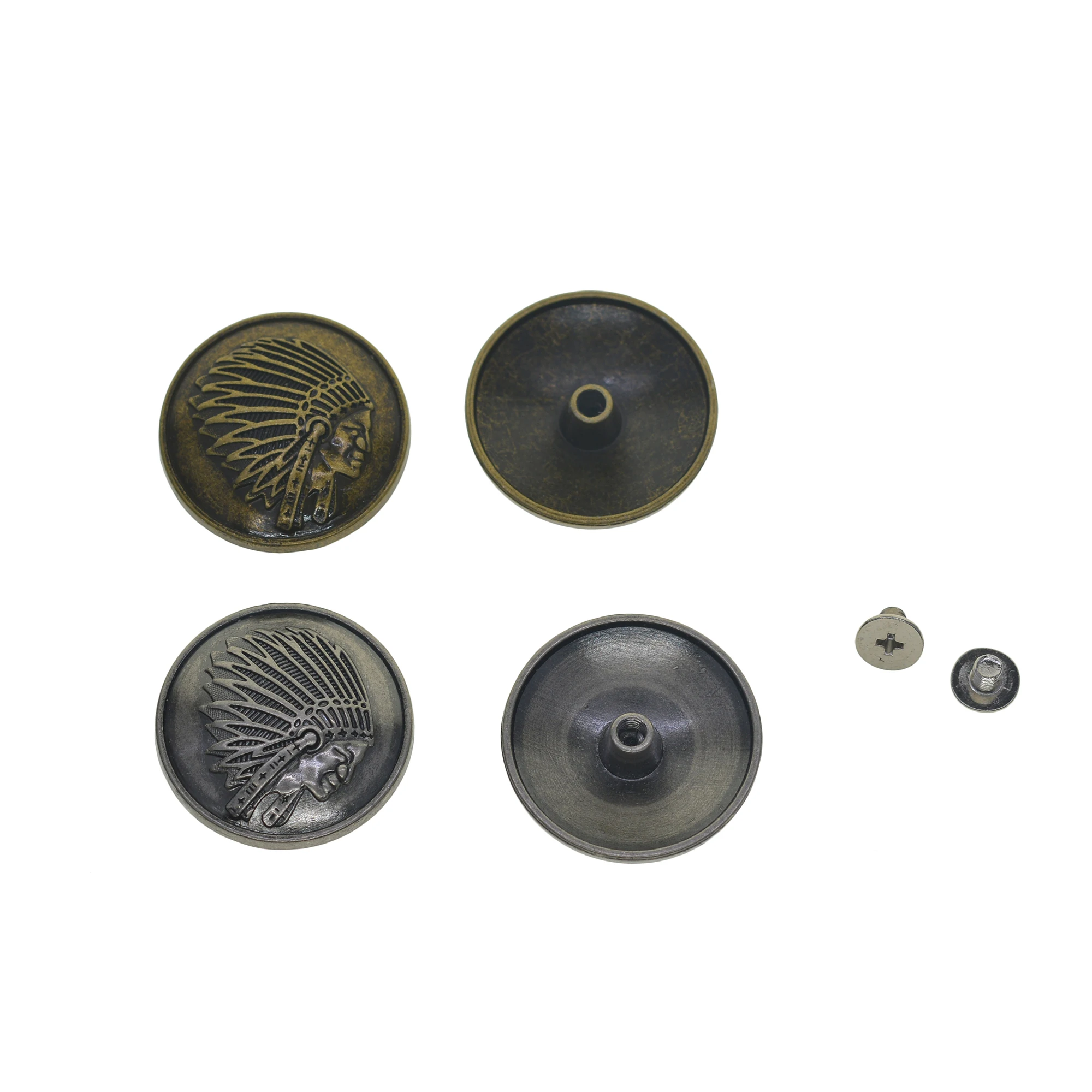 6 Stück 1 Zoll Legierung Metall American Indian Chief Kopf Motorrad Concho Dekor Schraubverschluss Niete Gürtel Sattel Hut Brieftasche Tuch Image