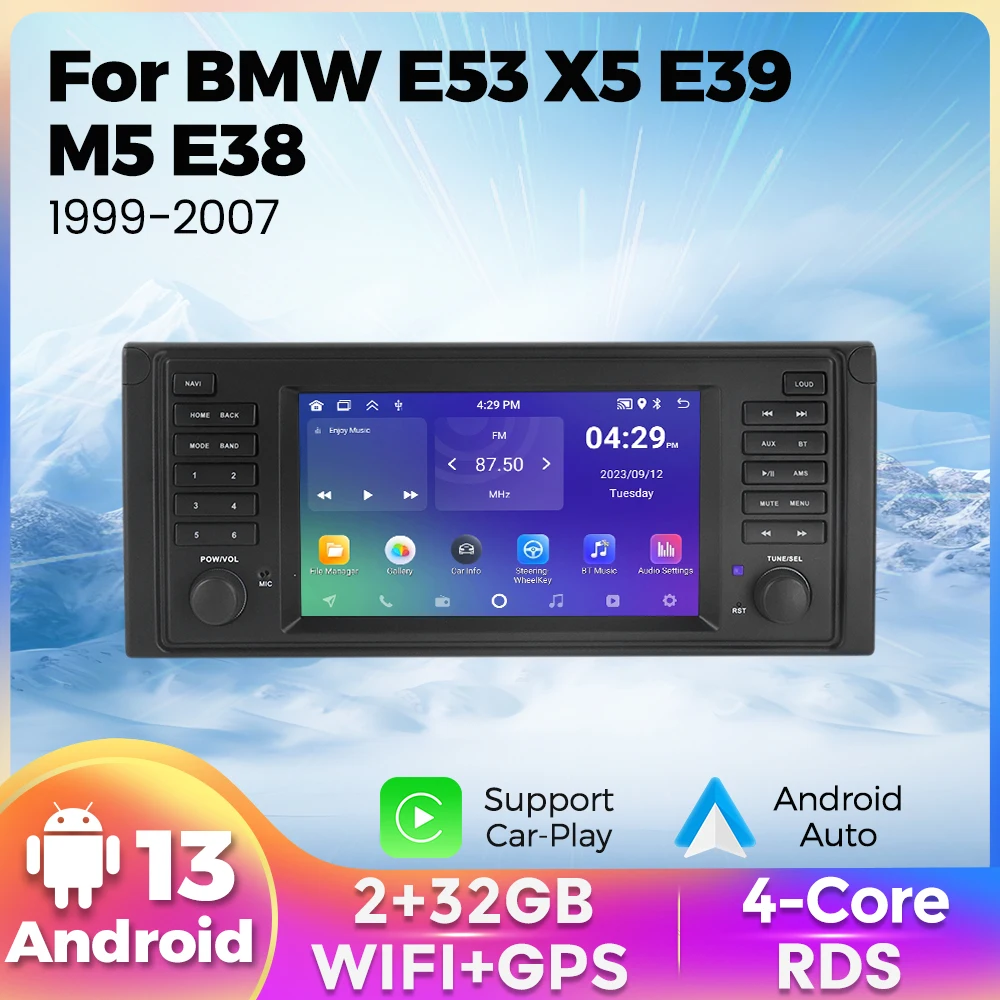 7 Zoll Android 13 Multimedia-Player für BMW X5 E53 E39 E38 2013-2017 Carplay Auto Autoradio Stereo GPS Navigation RDS FM Audio BT Image