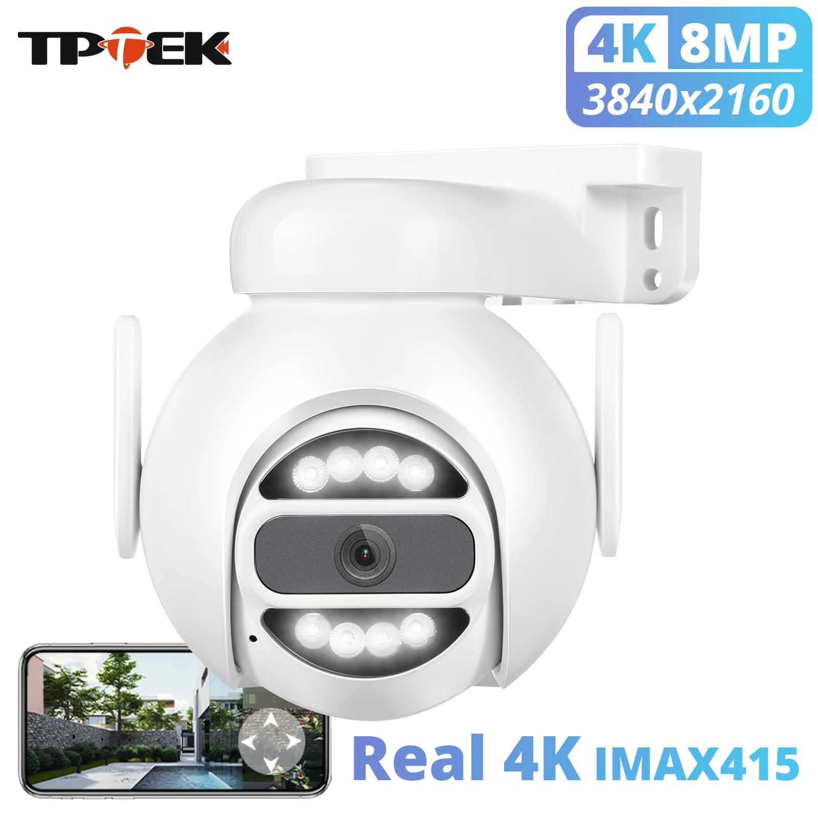 4k 8mp ip kamera wifi ptz sicherheits überwachungs kamera 5mp 4mp wi-fi cctv bewegungs verfolgung farbe nachtsicht camhi camhipro cam Image
