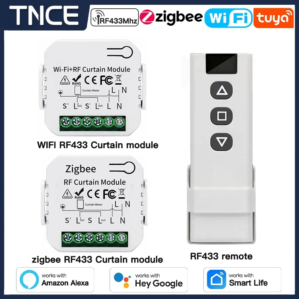 TNCE Tuya Vorhangschaltermodul WiFi ZigBee RF433 MHz, Rollos, Rollladen, Motorunterbrecher, Smart Control Voice Alexa Google Home
