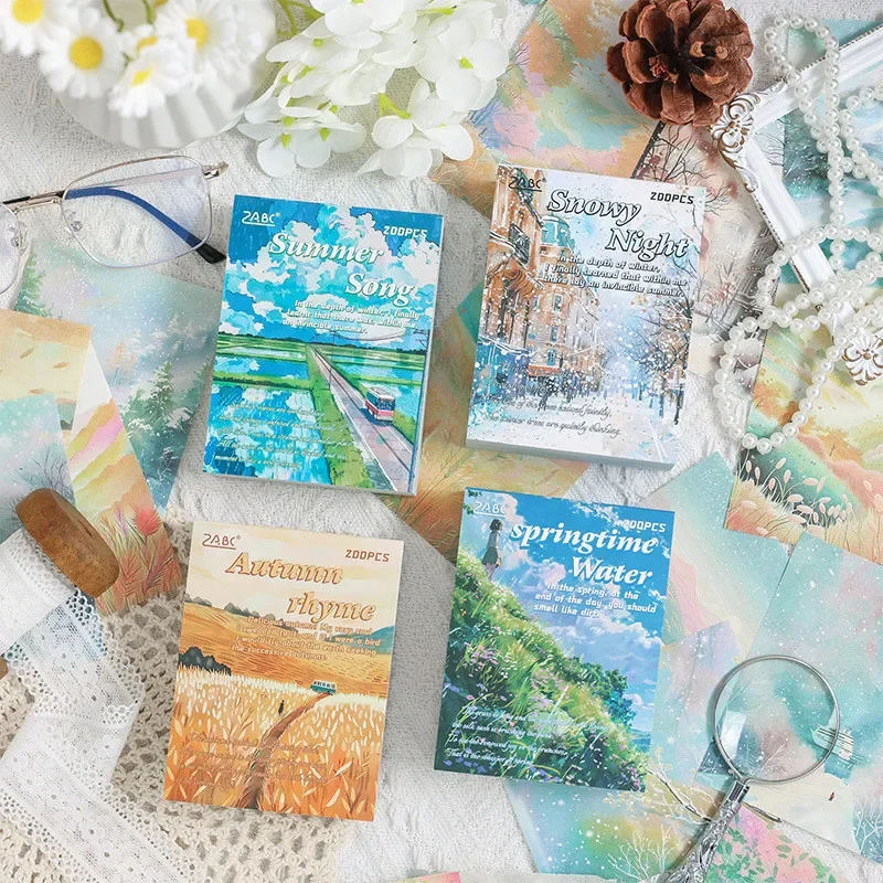 Journamm 200 teile/paket Landschaft Materialien Buch Handwerk Papier DIY Scrapbooking Collage Junk Journal Schreibwaren Ästhetik Papier Image