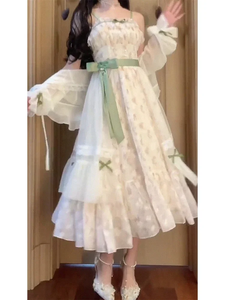 2024 sommer Elegante Vintage Midi Kleid Frauen Sogar Party Formale Kleid Büro Dame Casual Strand Stil 2-teiliges Kleid set Korea Chic