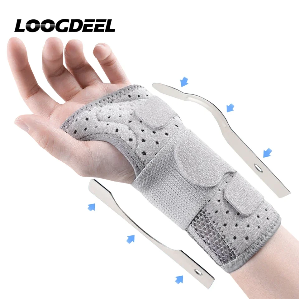 LOOGDEEL Ademende Polssteun Professionele Spalk Polsbrace Artritis Carpaal Tunnel Handverstuiking Tendinitis Polsband Mannen Image