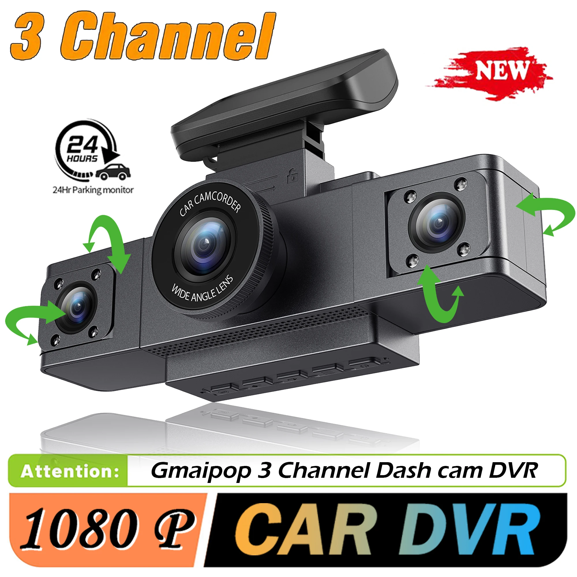 Dash cam 3 Kanal Black Box dash auto Video Recorder Kamera mit Rückansicht DVR 24H Parkplatz Monitor auto zubehör