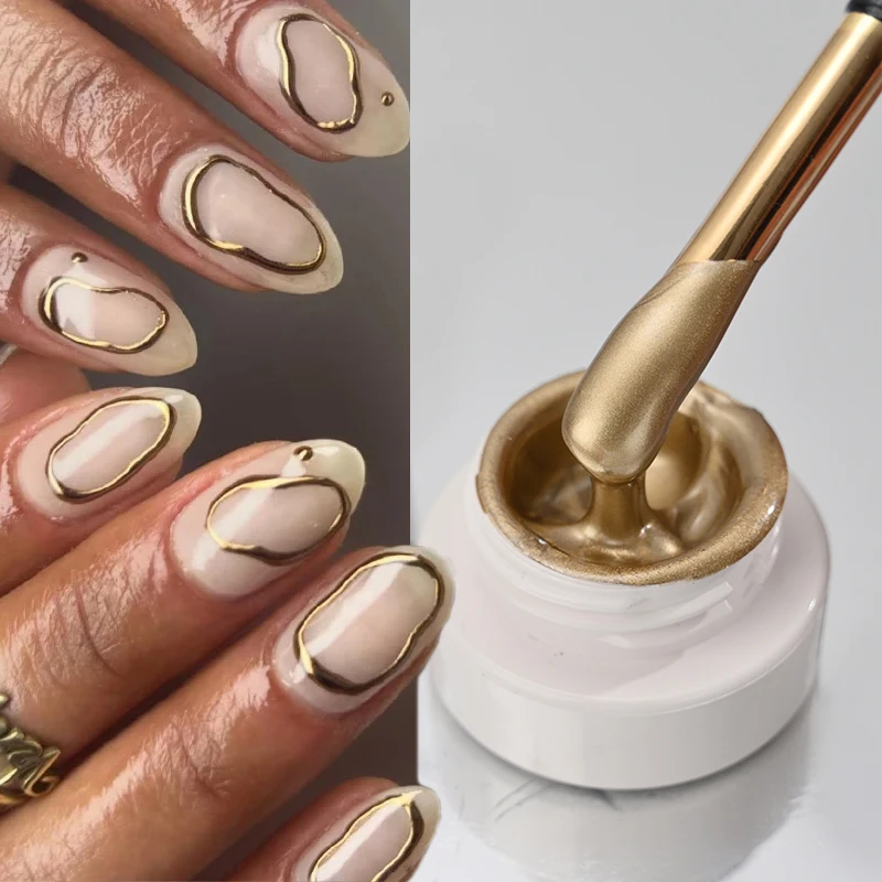 1Box Gold Metallic Malerei Gel Nagellack Super Helle Gold/Silber Spiegel Metall Chrom Lack Zeichnung Französisch Linie Nagel gel*&^ Image