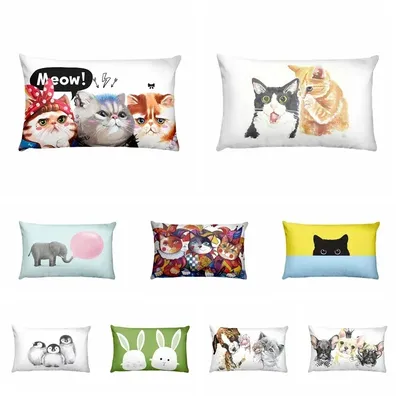 Cartoon Kleintier druck Kissen bezug Welpen Katze Taille Kissen Dekoration Sofa Image