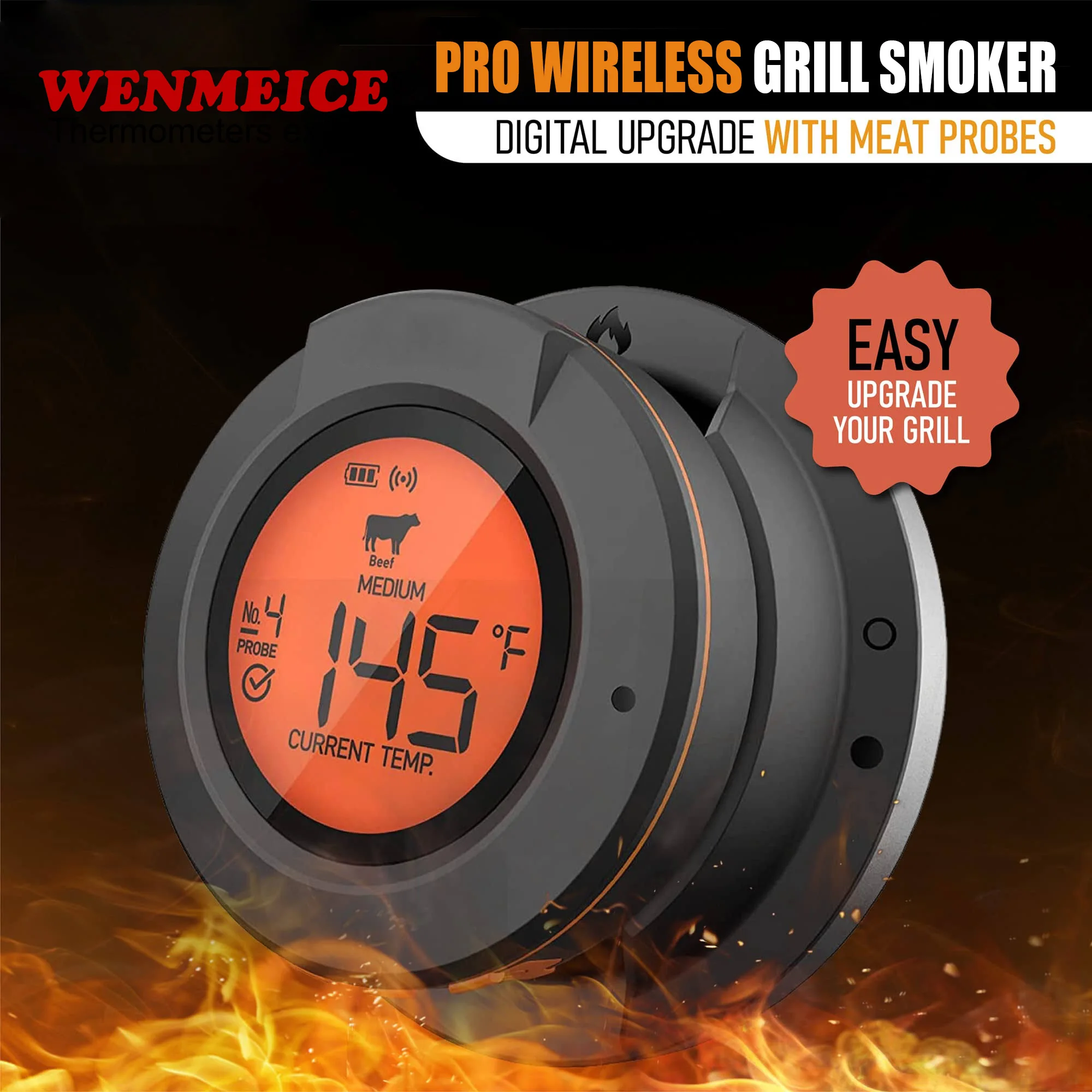 WENMEICE Smart Bbq Grill Thermometer Mit 164FT Anschluss Für BBQ Ofen steak Fleisch Thermometer Image