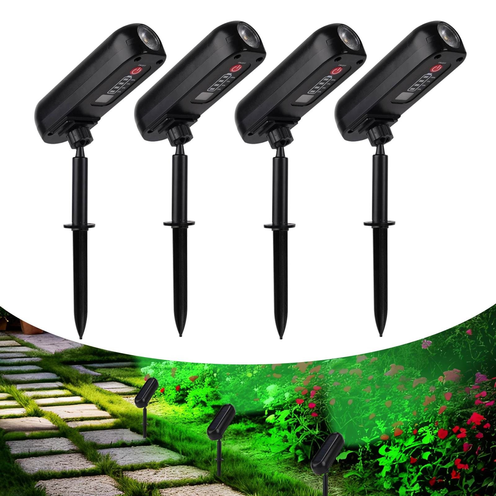 4PCS Solar LED Licht Outdoor Solar Wand Licht IP65 Grün Garten Licht Solar Strahler Solar Uplights für Bäume Pathway Yard