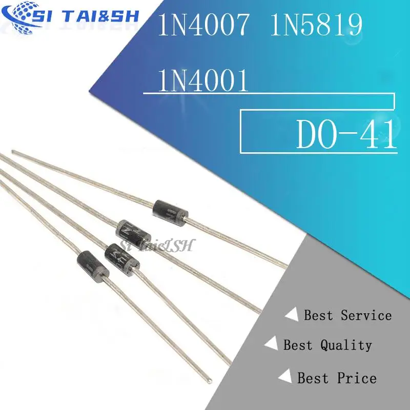 100PCS 1N4007 1N5819 1N4001 UF4007 FR107 FR157 FR207 1N4004 1N4937 HER107 RL207 1N5817 1N5399 DO-41 Gleichrichter Diode Image