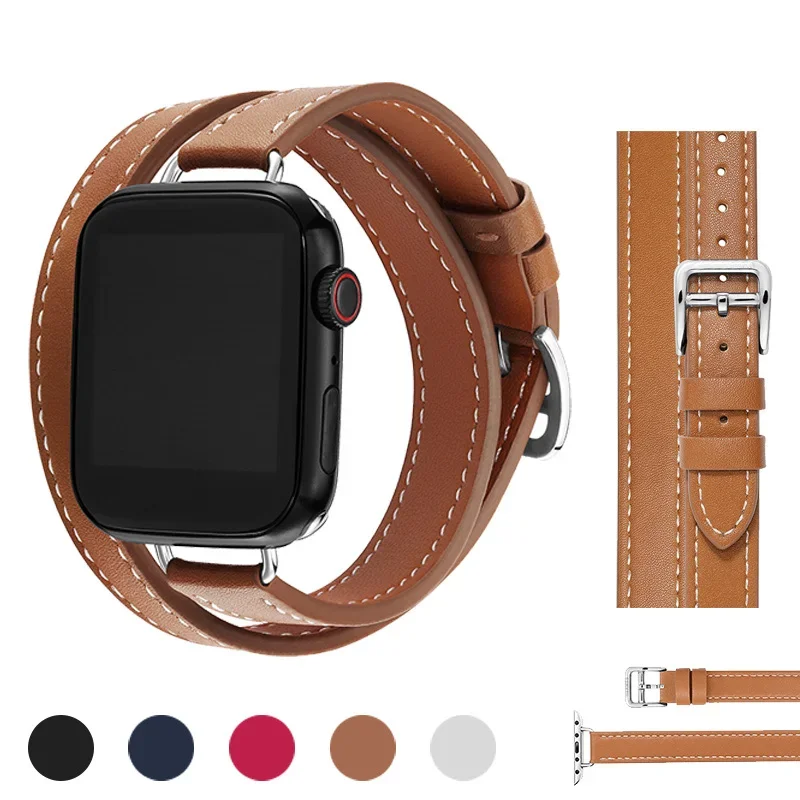 Lederarmband für Apple Watch Band 49 mm 41 mm 45 mm 40 mm 44 mm Correa für IWatch Serie 9 8 7 6 SE 5 4 Ultra 2 Ersatzarmband Image
