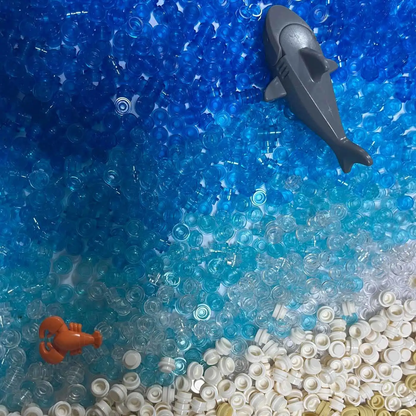 500 TEILE/LOS MOC Kleine Ziegel 6141 Platte 1x1 Runde Transparente Bausteine Ozean Seascape Meerwasser Teile DIY spielzeug Image