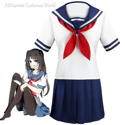 Spiel Yandere Simulator Cosplay Kostüm Ayano Aishi Matrosenanzug T-shirt + Rock Cosplay Geschenk Image