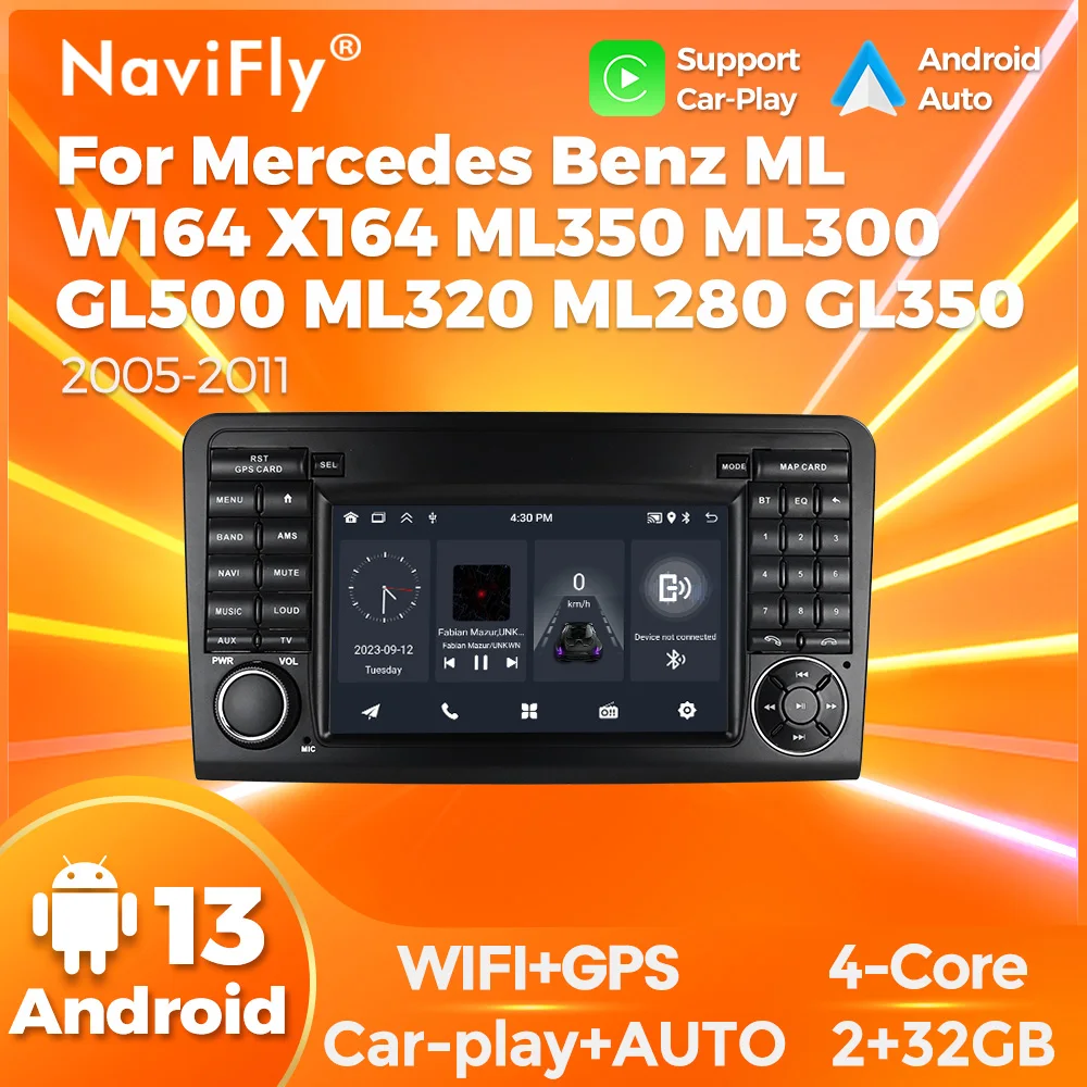 Navifly android Autoradio Multimedia-Video-Player für Mercedes Benz ml gl w164 ml350 ml500 gl320 x164 ml280 gl350 gl450 gps 2din Image
