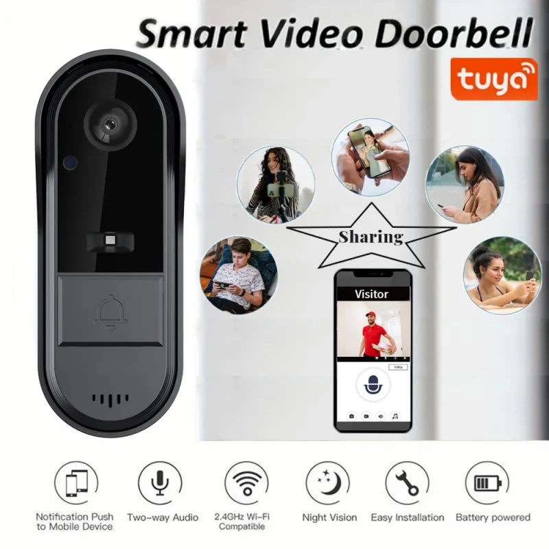 Tuya Smart Türklingel mit Kamera Drahtlose HD-Video-Intercom-Kamera Nacht visuell wasserdicht von Bell für Smart Home Security Cam Image