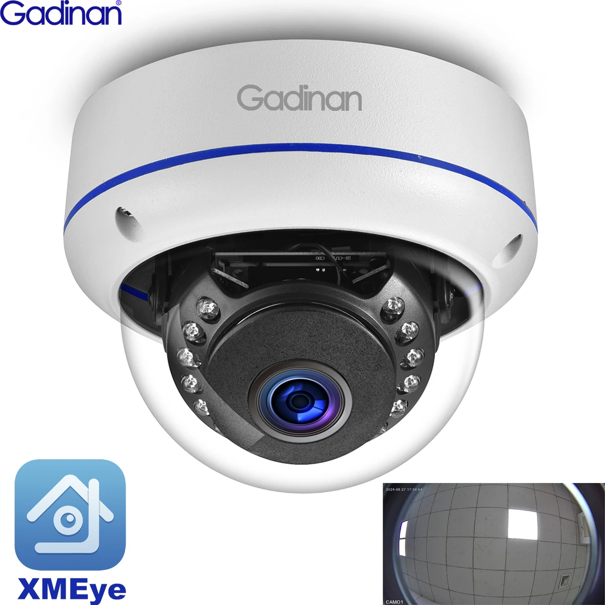 Gadinan Dome CCTV 4K IP Kamera 1,7 mm Fisheye Weitwinkel 8 MP 5 MP 4 MP 150 Grad Gesichtserkennung Videosicherheit POE Kamera XMEye Image