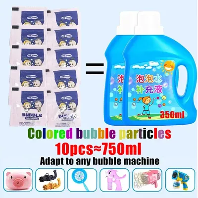 10-40pcs Bubble Machine Supplement Liquid Colorful Bubble Concentrated Granules 10pcs ≈ 750ml Bubble