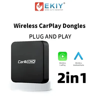 EKIY 2in1 Wireless CarPlay Dongle Wireless Android Auto Adapter Box Plug&Play For Car Radio with