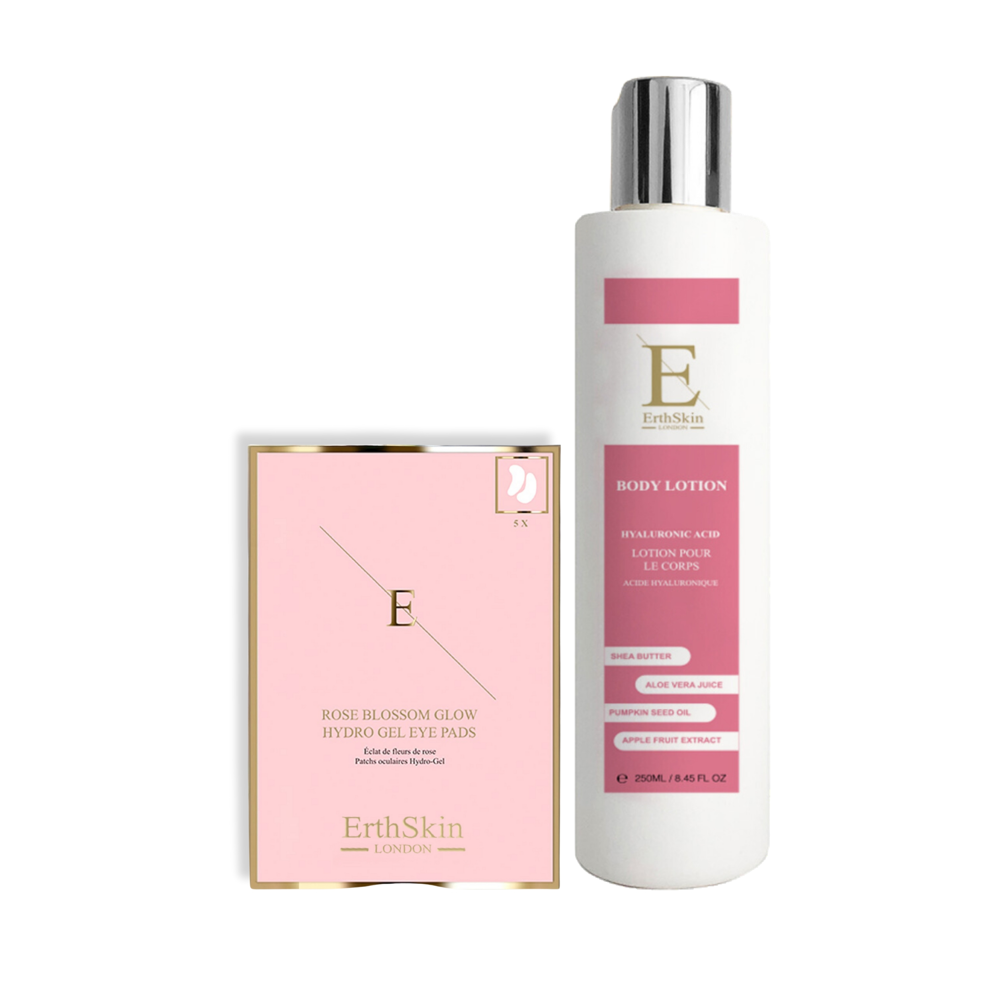 Hyaluronsäure + Kollagen Körperlotion 250ml +Rose Blossom Glow Hydro-Gel Augenpads 5 X 2 Image