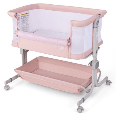 Costway Baby Bassinet Bedside Sleeper with 6-Level Adjustable Height-Pink