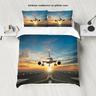 Airplane Sky Sunset Runway Duvet Cover Set - Includes Duvet Cover and Pillowcases - Stunning Airplane and Sunset Design - Soft and Comfortable Fabric