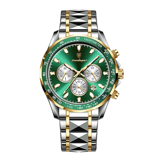 POEDAGAR Luxus Sport Uhr Herren Quarz Wasserfest Leuchtendes Datum Chronograph Herren Uhren Edelstahl Herren Uhr Männliche Uhr Image