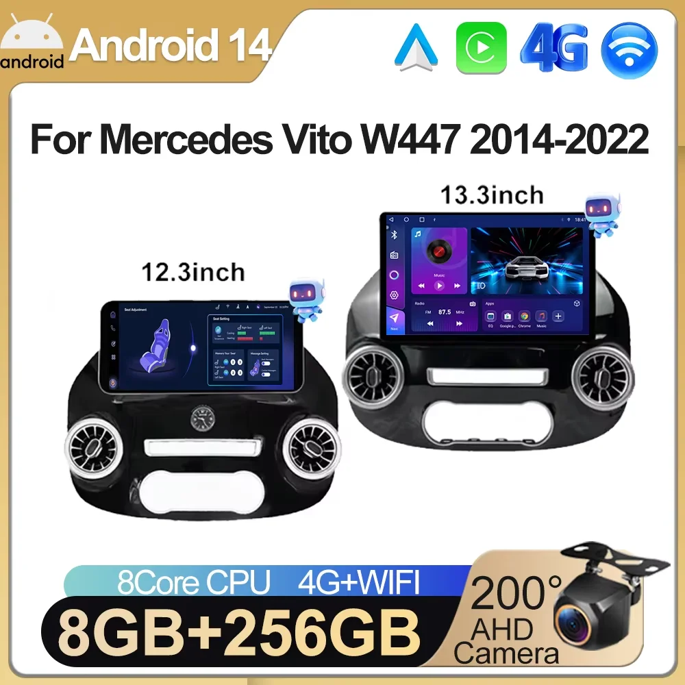 Android 12,3 Zoll Für Mercedes Vito W447 2014-2022 Auto Radio Multimedia Video Player GPS Radio 5G CarPlay navigation WIFI GPS BT Image