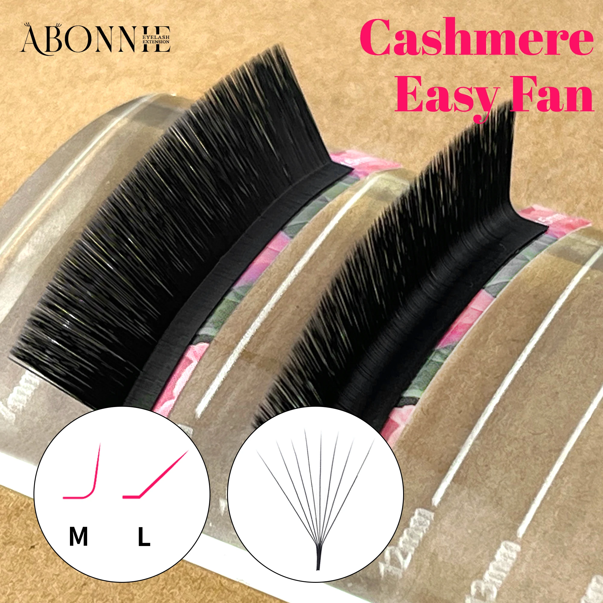 Abonnie L M Curl Cashmere Easy Fan Wimpernverlängerung Mega-Volumen-Fächer 8–25 m Wimpernzubehör aller Größen für Augenschönheit Image
