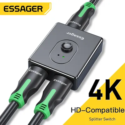 Essager HD-kompatibler Splitter 4K HD Bi-Direction 2.0 1x2 2x1 Adapter 2 in 1 Out HD-kompatibler