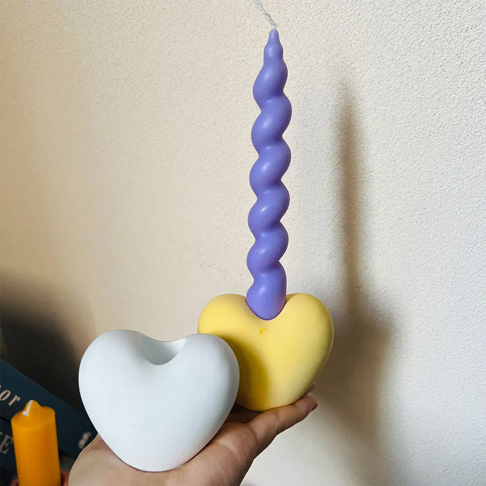 3d Herzform Kerzenhalter Silikon form DIY Haupt dekoration runde Sternform Zement Kerzenhalter Beton form Image