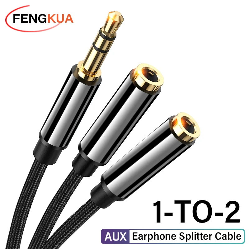 Kopfhörer-Splitter-Kabel, 3,5 mm Stecker auf 2 Buchsen, 3,5 mm Verlängerungskabel, AUX-Adapter für Telefon, Laptop, MP3-Audio-Splitter-Kabel Image