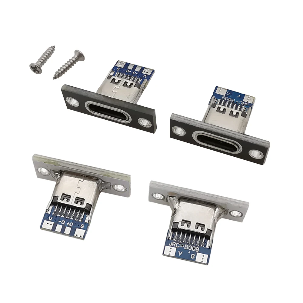 1/2/5/10Pcs USB 3,1 Typ C 2/4 Pin Buchse Stecker Jack mit Schraube Befestigungs Platte Typ-C USB Buchse Adapter Image