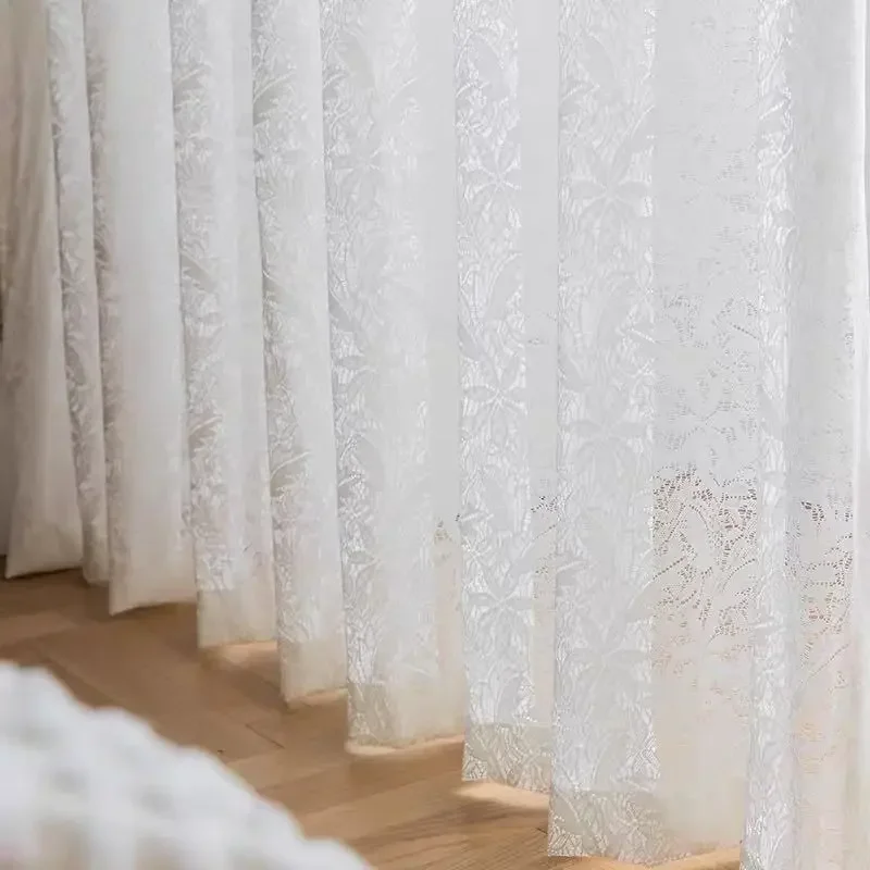 2025, neue Vorhänge für Wohnzimmer, Gaze-Tüll-Vorhang, weiße Spitze, durchsichtiger Balkon, Erkerfenster, weißer halbschattierender Bildschirm, Schlafzimmer Image