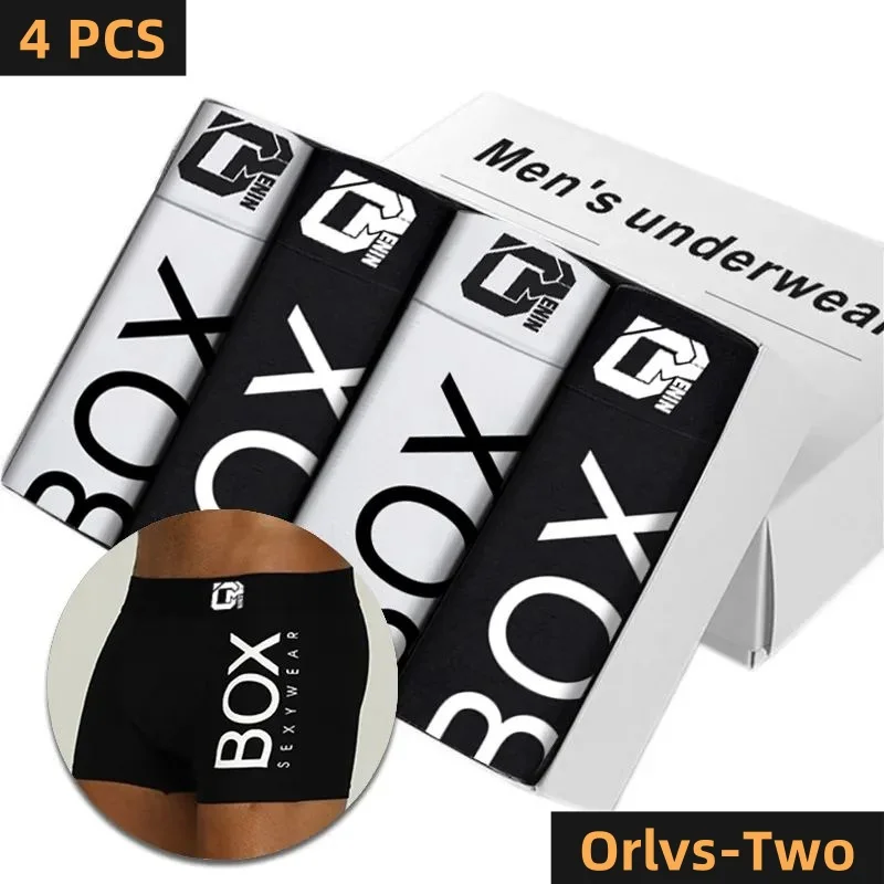 Orlvs-Two 4Pcs Mann Unterhose Boxershorts Baumwolle Männer Boxer Männlichen Atmungsaktive Unterwäsche Schlüpfer der Männer Weiche Boxer OR212 Image