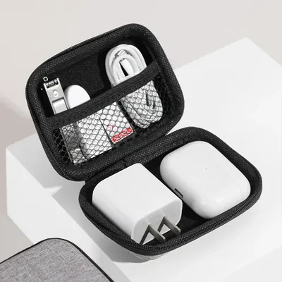 Luluhut Anti Press Hard Storage Box,Ear Buds SD Card Zipper Carrying Bag,Case for Earphone Wire,chargers and Usb Cable Organizer