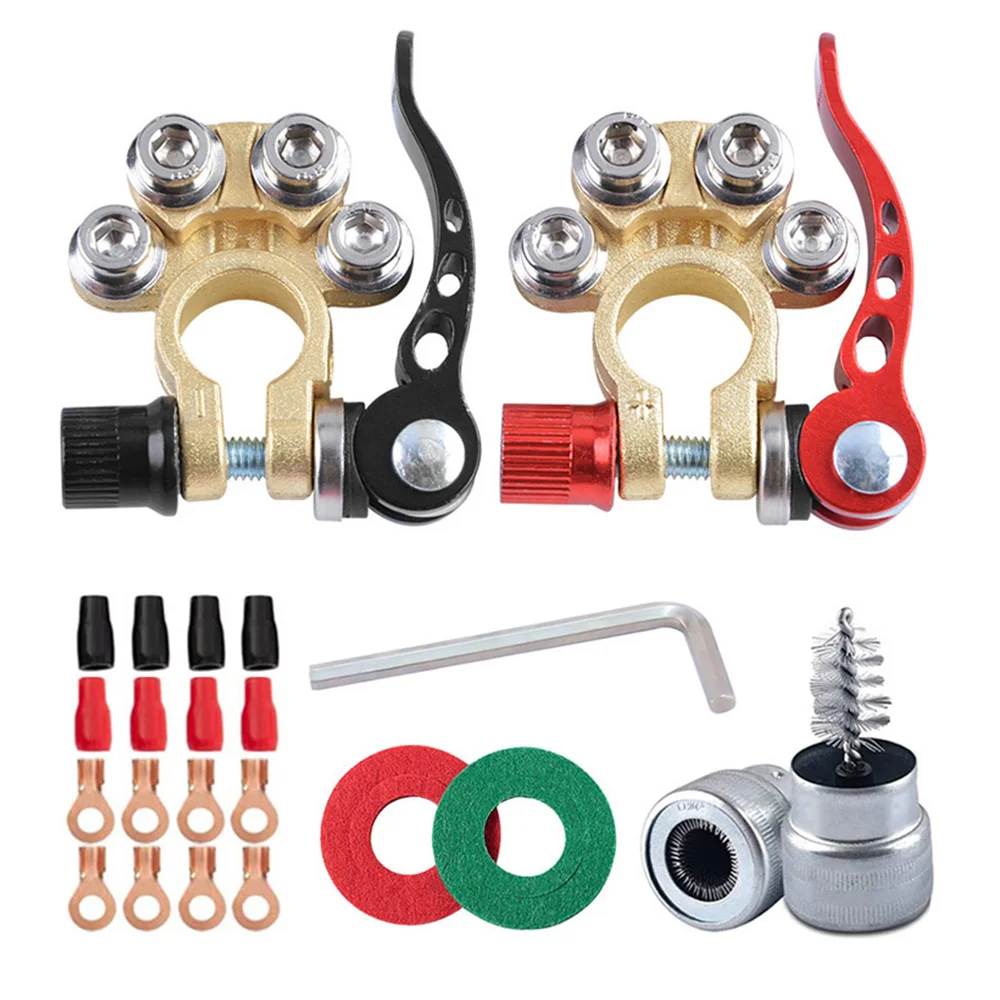 2 Stück Auto Auto Top Post Batterie klemmen Kabel Kabel klemme 12V 24V Schnell verschluss klemmen positiv und negativ Image