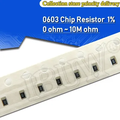 100 Stück 0603 1 % SMD-Widerstand 0R ~ 10M 1/10W 0 1 10 100 150 220 330 470 Ohm 1K 2,2K 10K 100K 1M Image