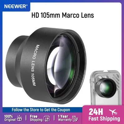 NEEWER 105mm HD Macro Lens Compatible with iPhone Samsung Phone Cage Phone Case Backplane with 17mm Thread Lens Mount