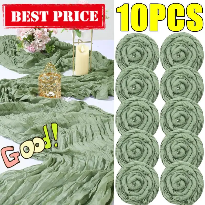 Neueste 10-1PC Semi-Sheer Gaze Tischläufer Tischdekoration Esszimmer Hochzeit Party Weihnachten Boho Strand Bankette Bögen Kuchen Dekor Image