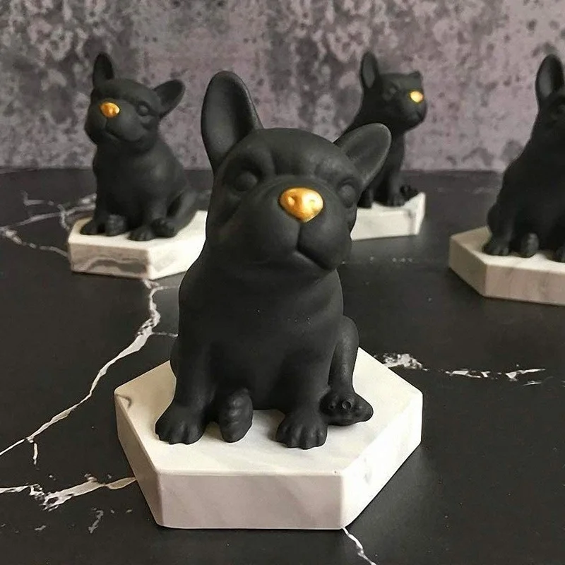 Kristall Epoxid form 3d Französisch Bulldogge Silikon Schokolade geformt Dessert Dekoration Back zubehör Image