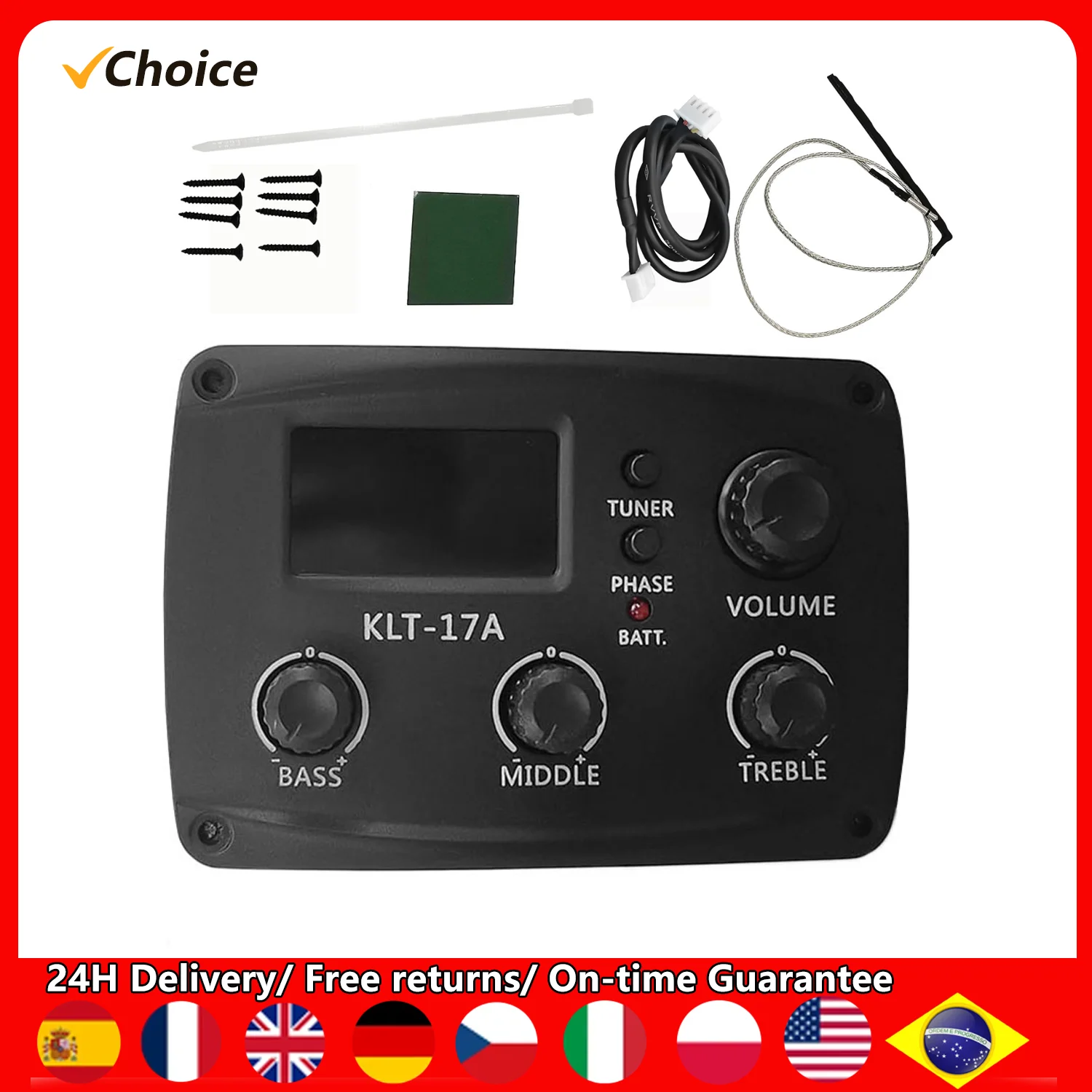 KLT-17A/KLT-17B Akustik gitarren Pickup Folk Classic Gitarren Pickup 4-Band EQ für Folk Gitarren Instrument Zubehör Image