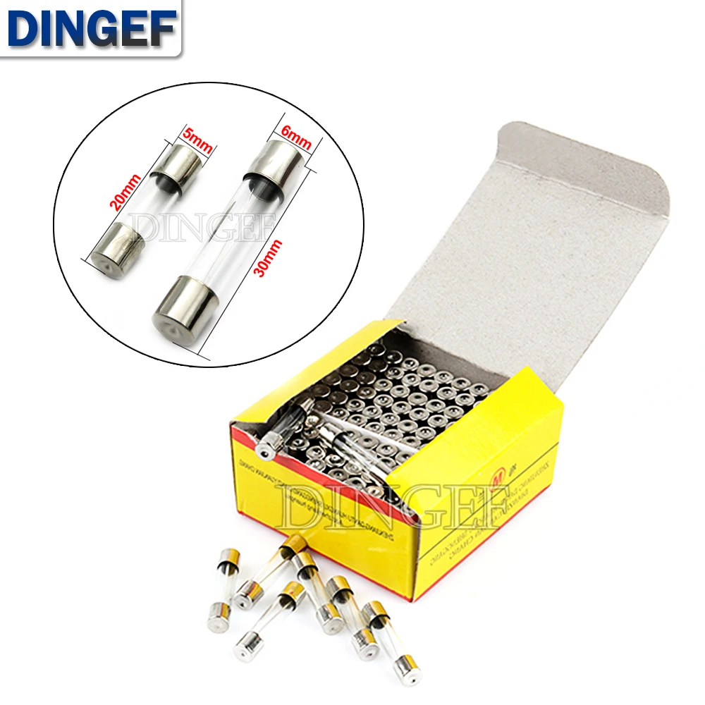 100PCS 5*20mm 6*30mm Flinke Glasrohr Sicherungen 5x20mm 6x30mm 250V 0,5A 1A 2A 3A 4A 5A 6A 8A 10A 15A 20A 25A 30A 0,75A AMP Sicherung Image