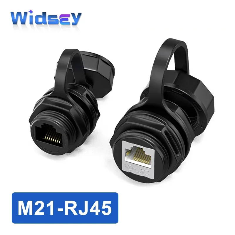 M21 RJ45 Wasserdichter Steckverbinder Industrie Ethernet M25 CAT6A Panel Typ Netzwerkstecker Direkte wasserdichte Steckdose RJ45 Rundgelenk Image