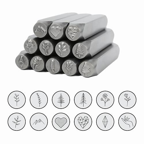 Metall-Blumenstempelset - Stanzer und Druckwerkzeuge für Schmuck - enthält Stempel von 1/4 mm bis 6 mm