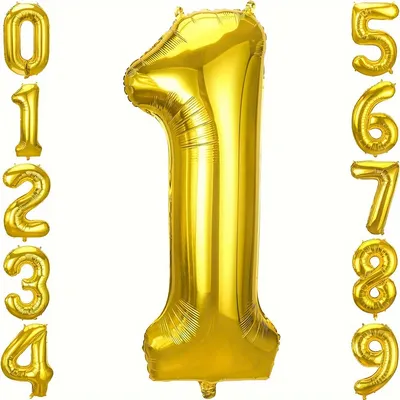 40 inch Gold Color Number Balloons, Big Huge Number Foil Helium Balloons Birthday Party Celebration