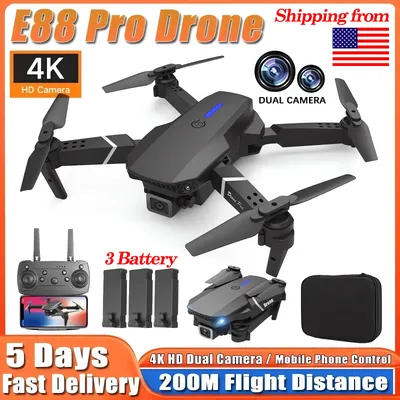 2024 E88Pro RC Drone 4K Professinal With 3 Battery 1080P Wide Angle HD Camera Foldable Helicopter