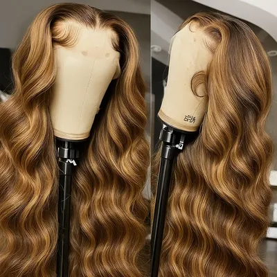 Ombre Highlight Body Wave Human Hair Wig 13x4 HD Lace Front Human Hair Wigs For Women Honey Blonde