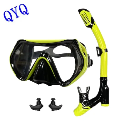 QYQ Professional Diving mask Snorkel Adult Silicone skirt Waterproof scuba mask snorkel set