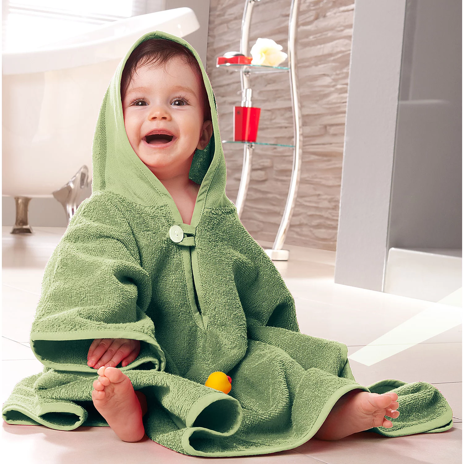 buttinette Poncho de bain, sauge, 55 x 71 cm